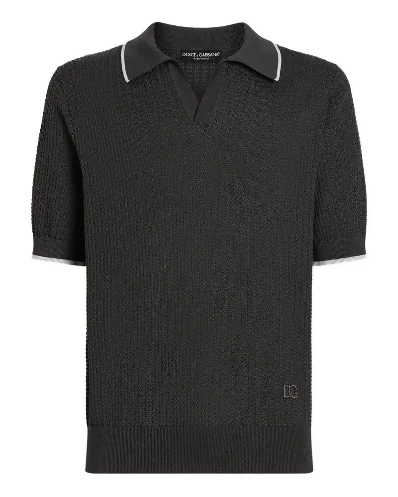 Dolce & Gabbana Strukturiertes Strick-Poloshirt - Grau Grau