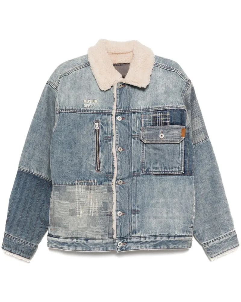 Musium Div. Jeansjacke mit Logo-Stickerei - Blau Blau