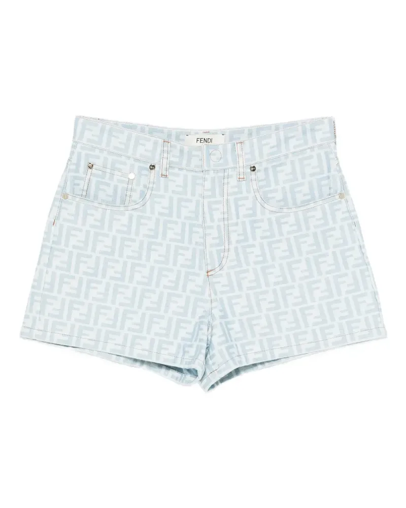 Fendi Hellblaue FF Jeansshorts Blau