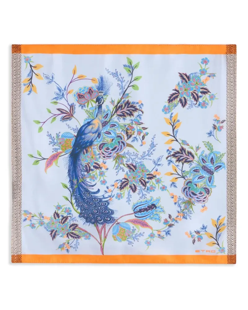 Etro Einstecktuch mit Pfauen-Print - Weiß Weiß