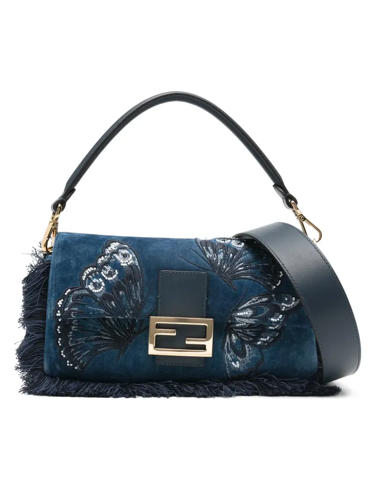 Fendi Baguette Tote Bag mit Fransen - Blau Blau