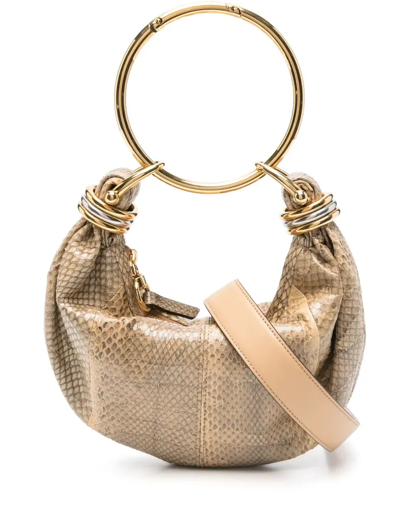 Chloé Verzierte Watersnake Schultertasche - Nude Nude