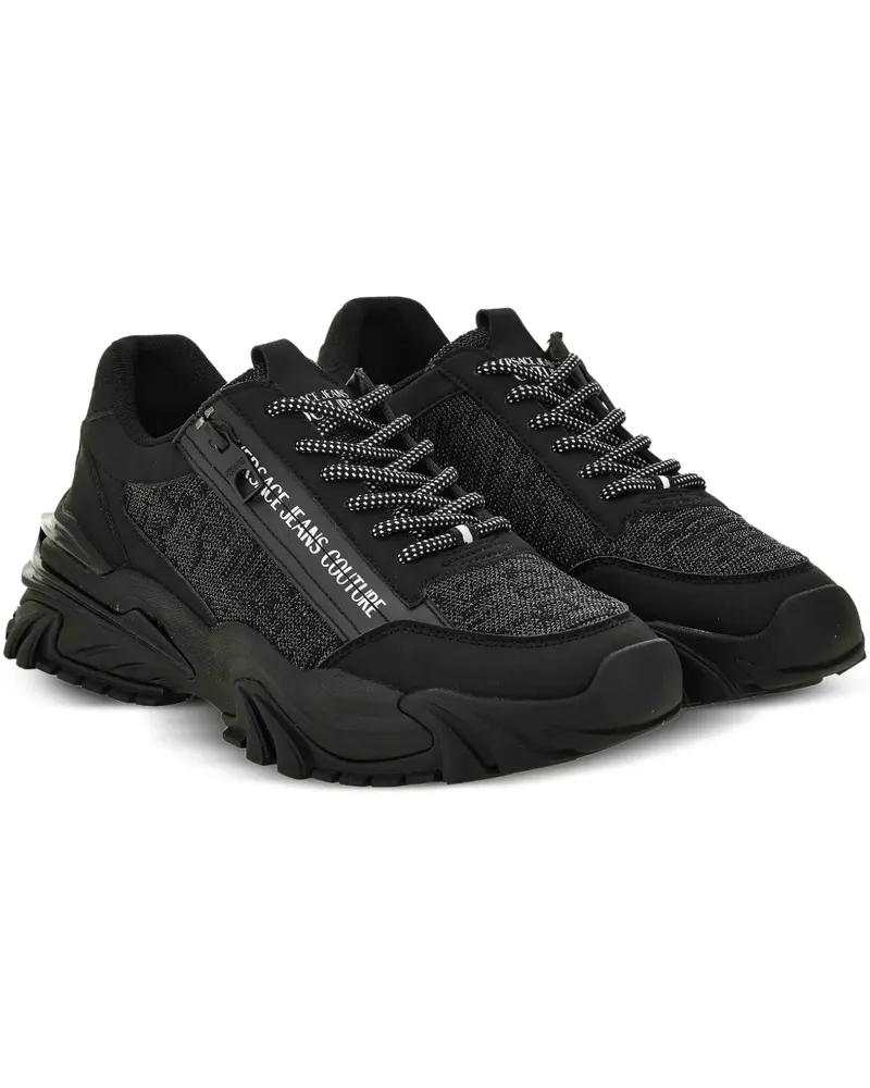 Versace Jeans Strukturierte Sneakers mit Reißverschlussdetail - Schwarz Schwarz