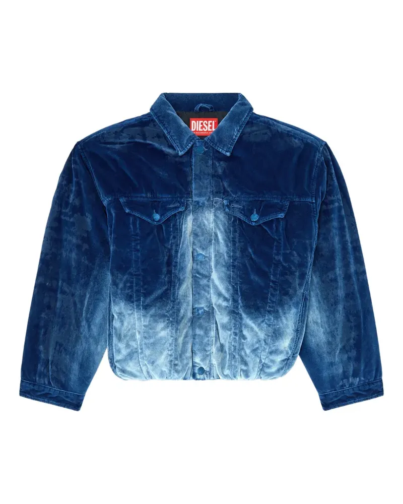 Diesel Trucker-Jacke aus Samt und Denim - Blau Blau