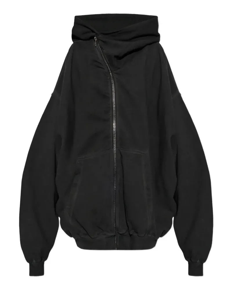 DRKSHDW by Rick Owens asymmetric-zip oversized hoodie - Schwarz Schwarz