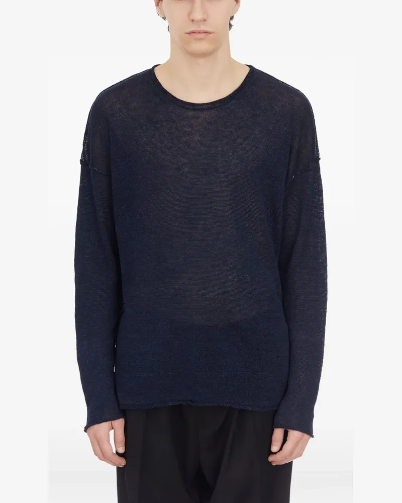 Isabel Benenato Leinenpullover mit rundem Ausschnitt - Blau Blau