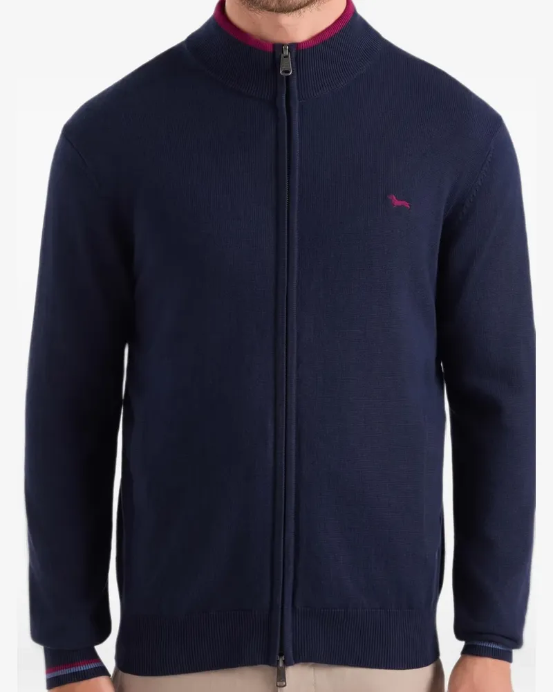 Harmont & Blaine logo-embroidered full-zip cardigan - Blau Blau