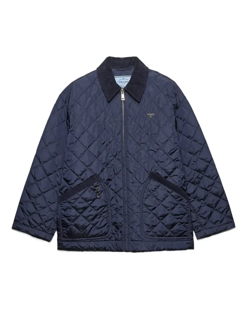 Prada corduroy-collar quilted puffer jacket - Blau Blau