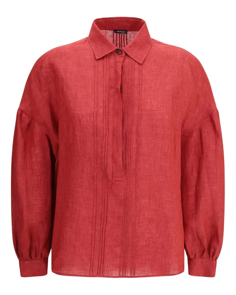 Kiton Leinenhemd mit Falten - Rot Rot