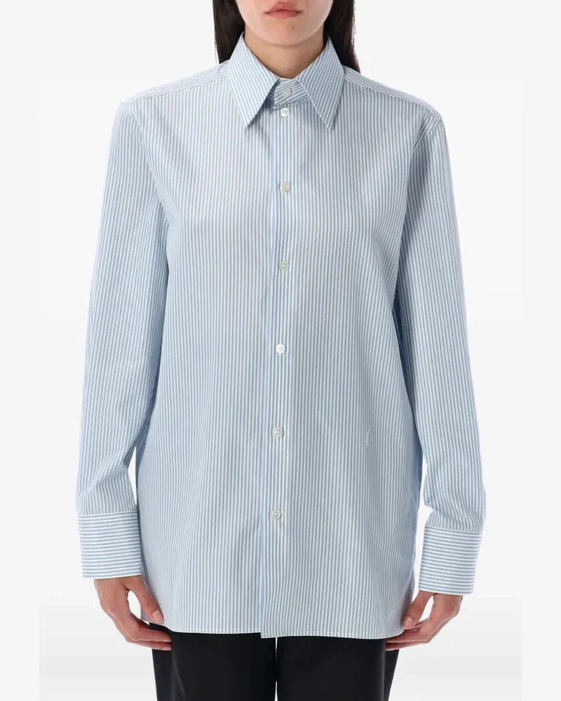 Saint Laurent striped tab shirt - Blau Blau