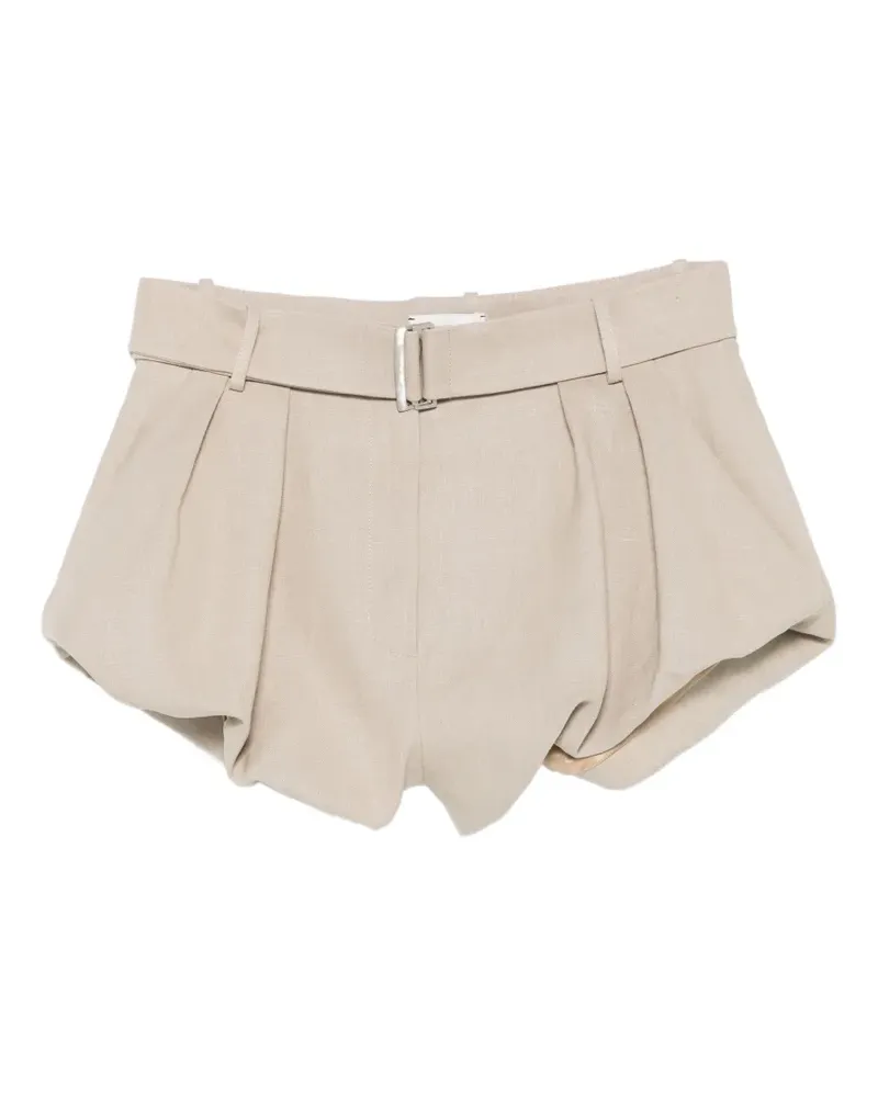 Magda Butrym belted pleated shorts - Nude Nude