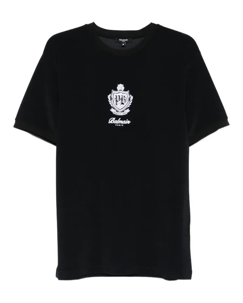 Balmain logo-embroidered T-shirt - Schwarz Schwarz