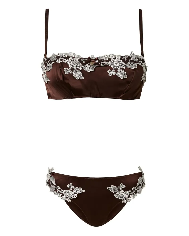 Twin-Set lace-trim satin bra set - Braun Braun