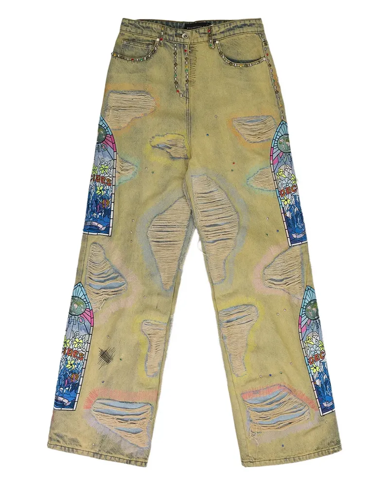 WHO DECIDES WAR Jeans in Distressed-Optik - Nude Nude