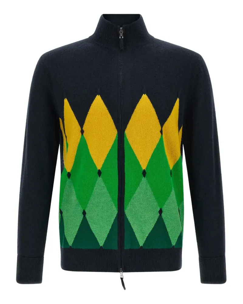 Ballantyne intarsia diamond-pattern cardigan - Blau Blau
