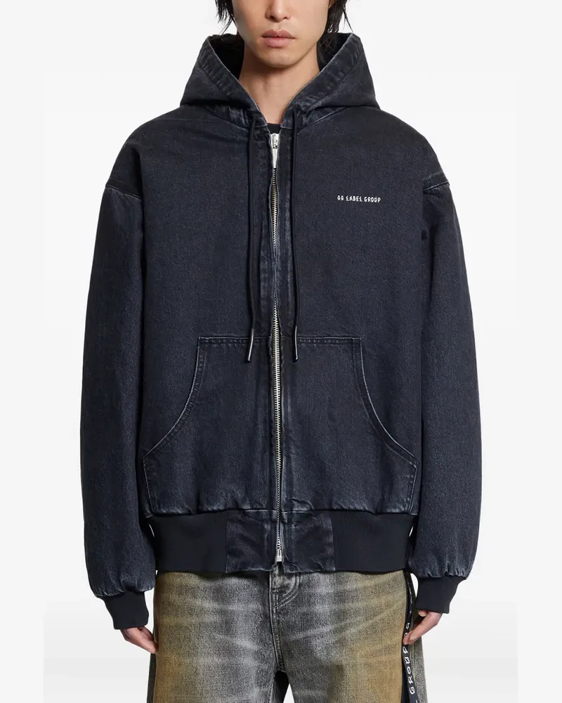 44 LABEL GROUP Wattierte Sorrow Jeansjacke mit Reißverschluss - Blau Blau