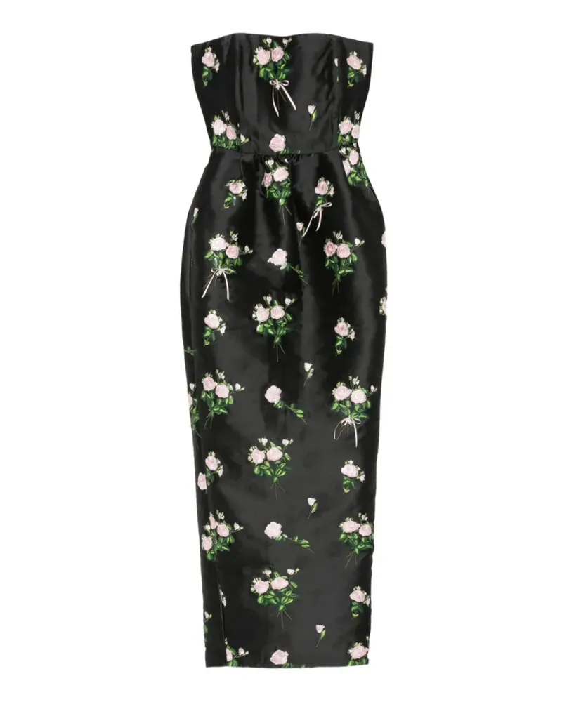 BERNADETTE Besticktes Lena Maxikleid - Schwarz Schwarz
