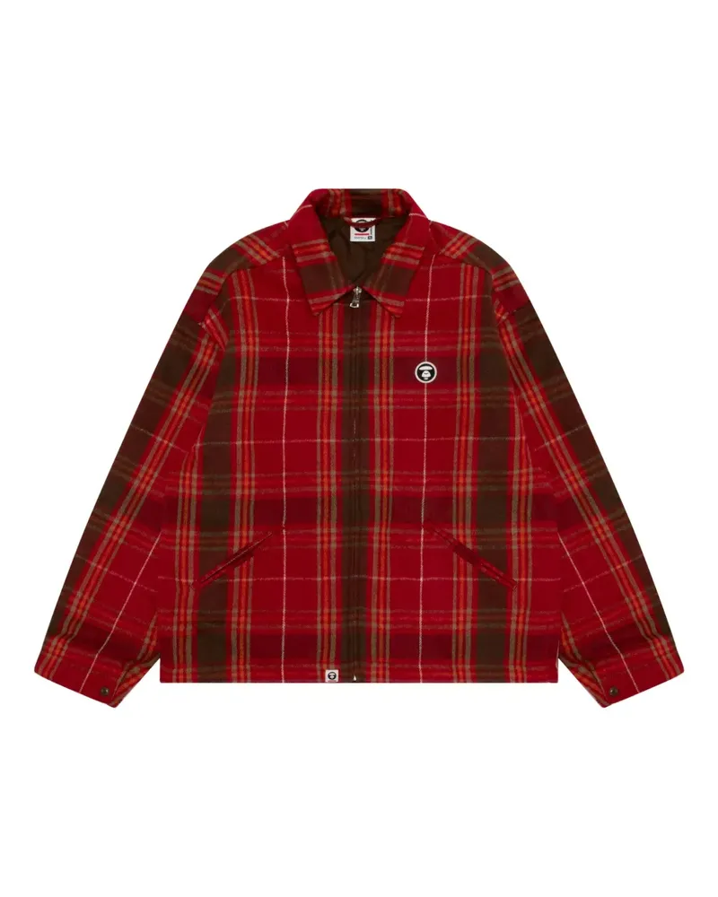 BAPE Karierte Jacke mit Reißverschluss - Rot Rot