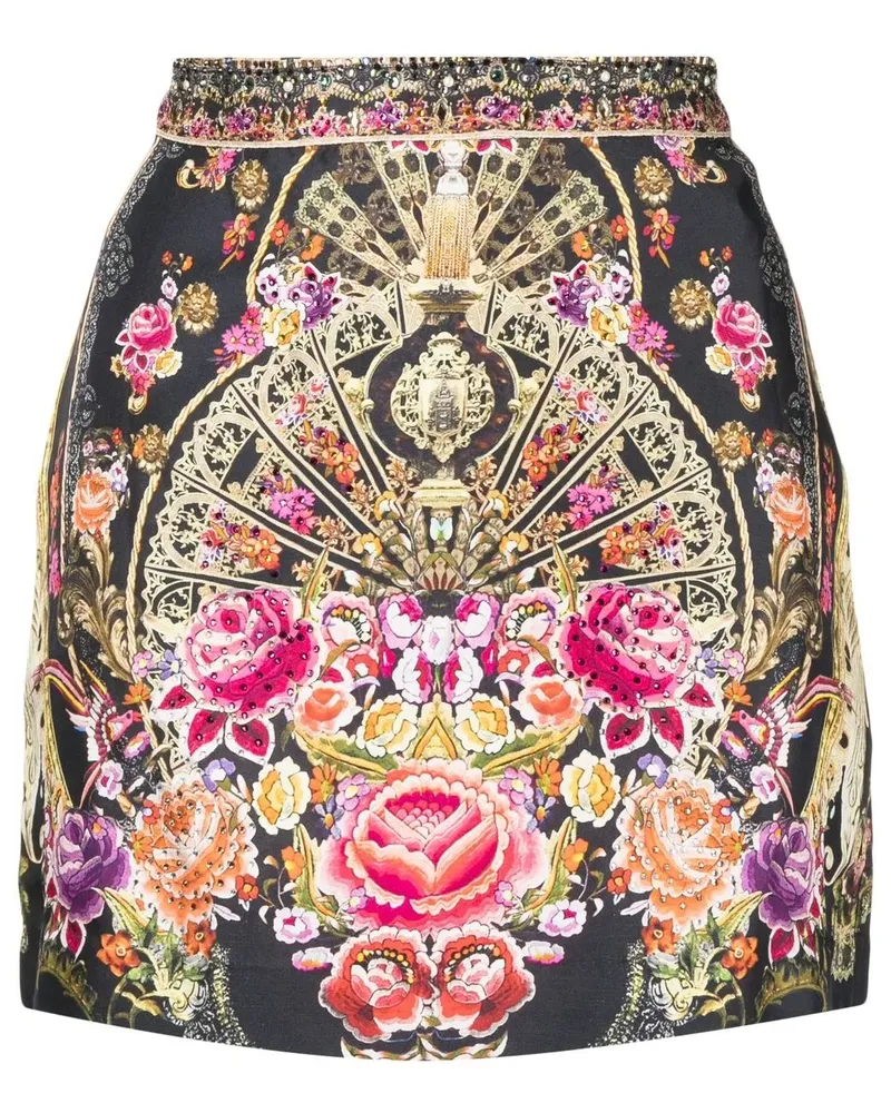 Camilla Minirock mit barockem Print - Schwarz Schwarz