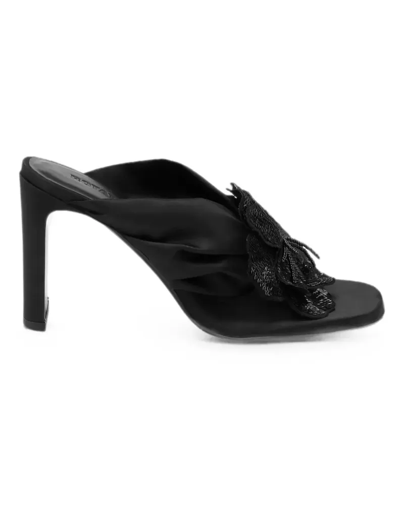 ROTATE Birger Christensen satin-tongue flower sandals black - Schwarz Schwarz