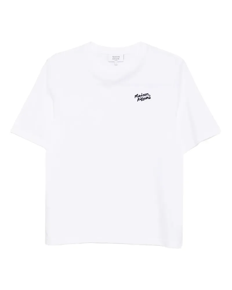 Kitsuné T-Shirt mit Logo-Stickerei - Weiß Weiß