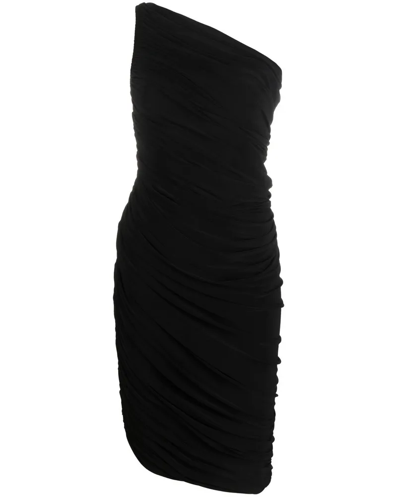 Norma Kamali One-Shoulder-Midikleid mit Raffungen - Schwarz Schwarz