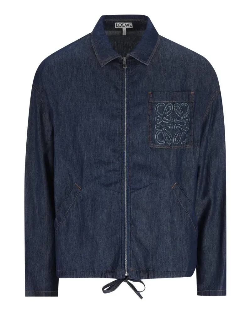 Loewe logo-patch drawstring denim jacket - Blau Blau