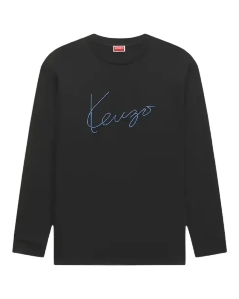 Kenzo logo-embroidered long-sleeve T-shirt - Schwarz Schwarz