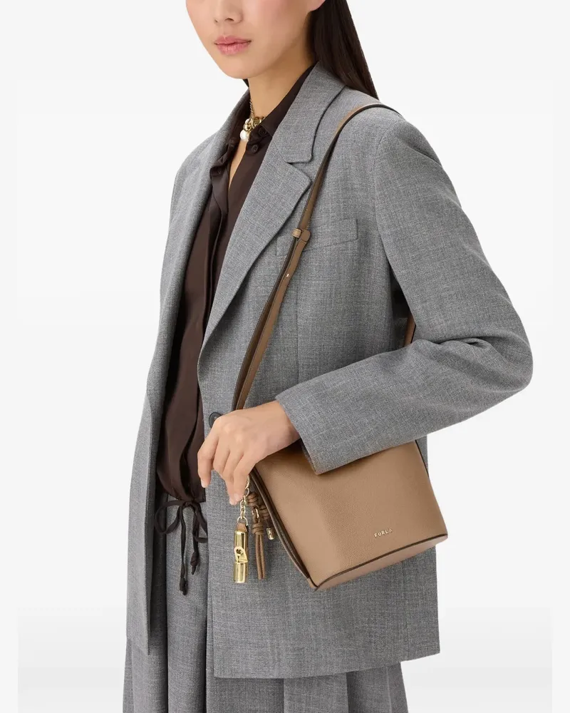 Furla Roxie Beuteltasche mit Anhänger - Braun Braun