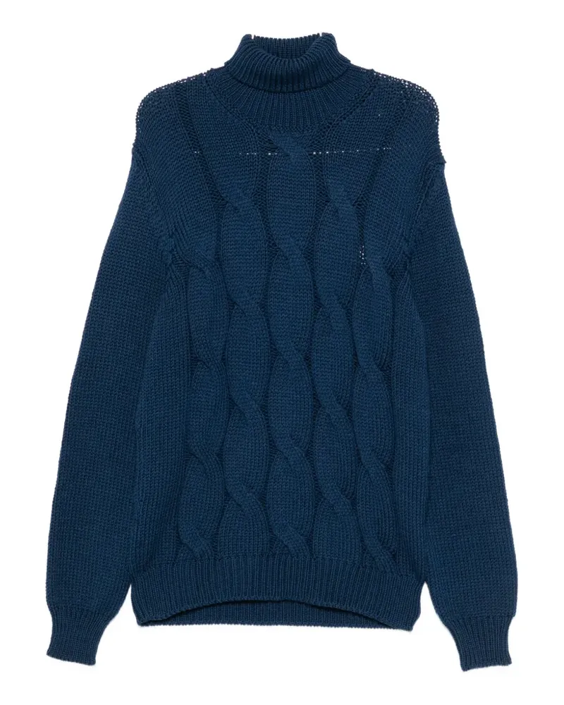 Herno Rollkragenpullover mit Zopfmuster - Blau Blau