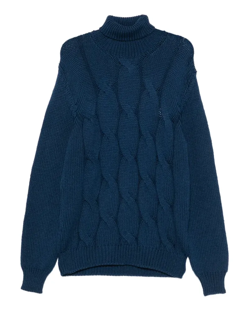 Herno Rollkragenpullover mit Zopfmuster - Blau Blau