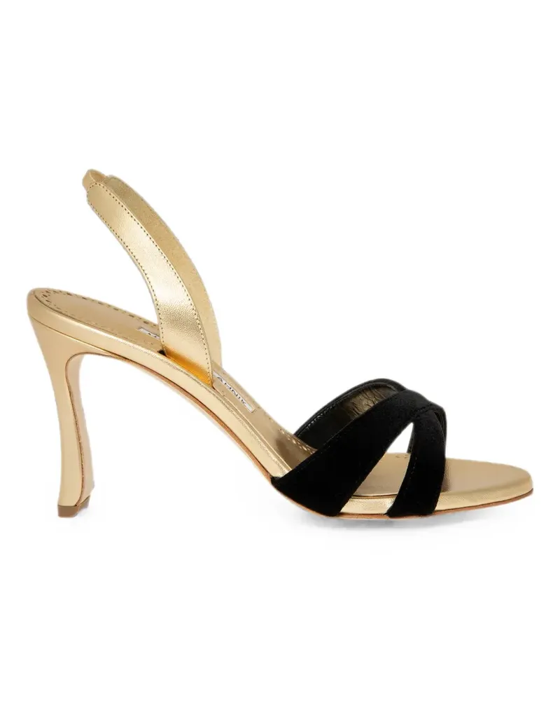Manolo Blahnik Callydra Sandalen mit überkreuzten Riemen - Gold Gold