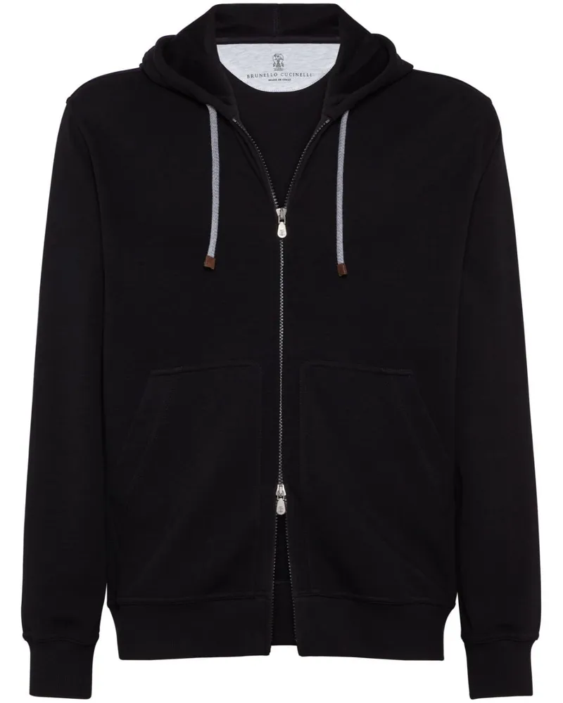 Brunello Cucinelli Kapuzenjacke mit Kordelzug - Schwarz Schwarz