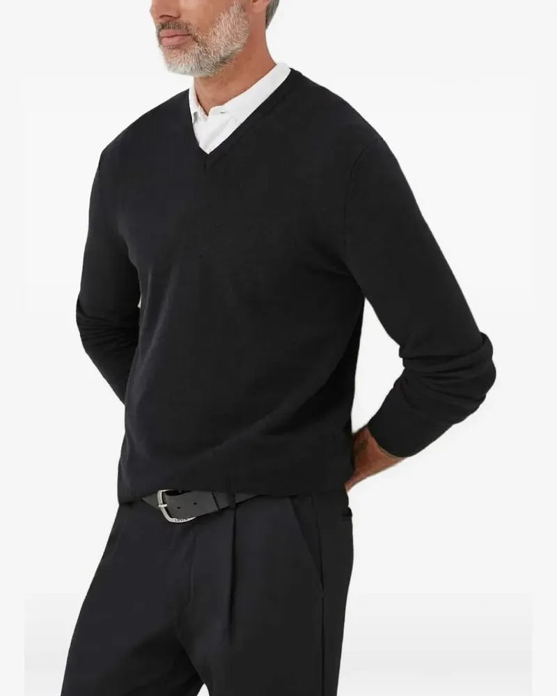 Benetton Pullover mit V-Ausschnitt - Schwarz Schwarz