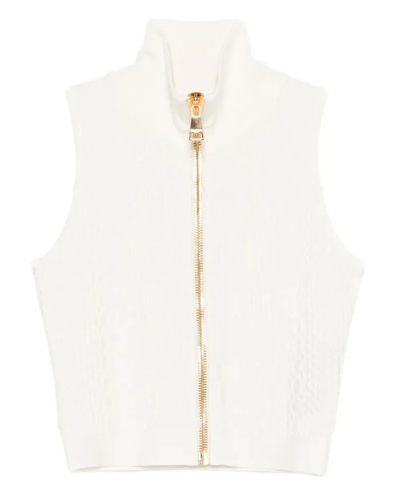 Balmain zip high-neck top - Weiß Weiß
