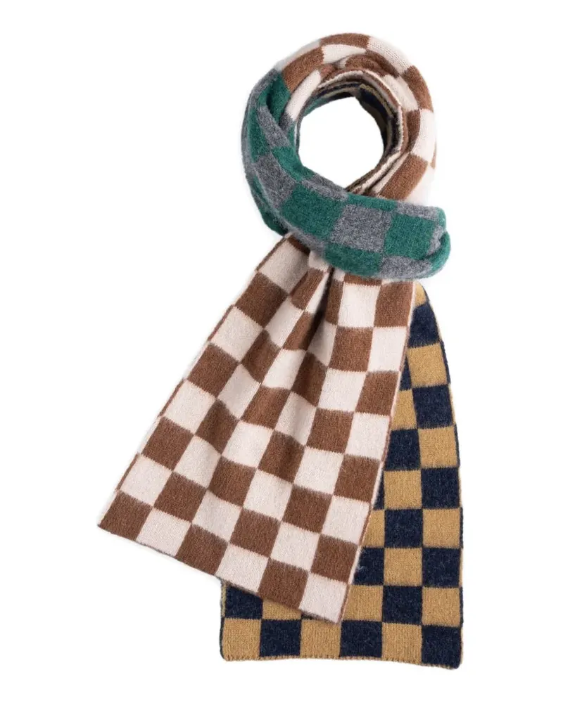 Howlin' Cosmic checkerboard-pattern knitted scarf - Mehrfarbig Mehrfarbig