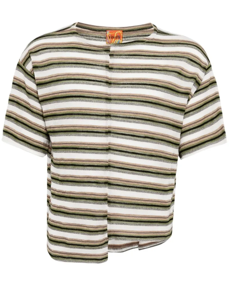 VITELLI Gestreiftes Patchwork-T-Shirt - Grün Grün