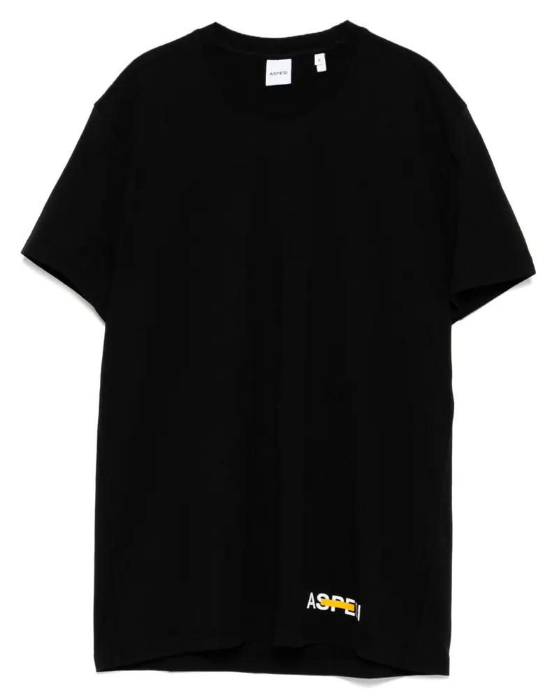 ASPESI T-Shirt mit Logo-Print - Schwarz Schwarz