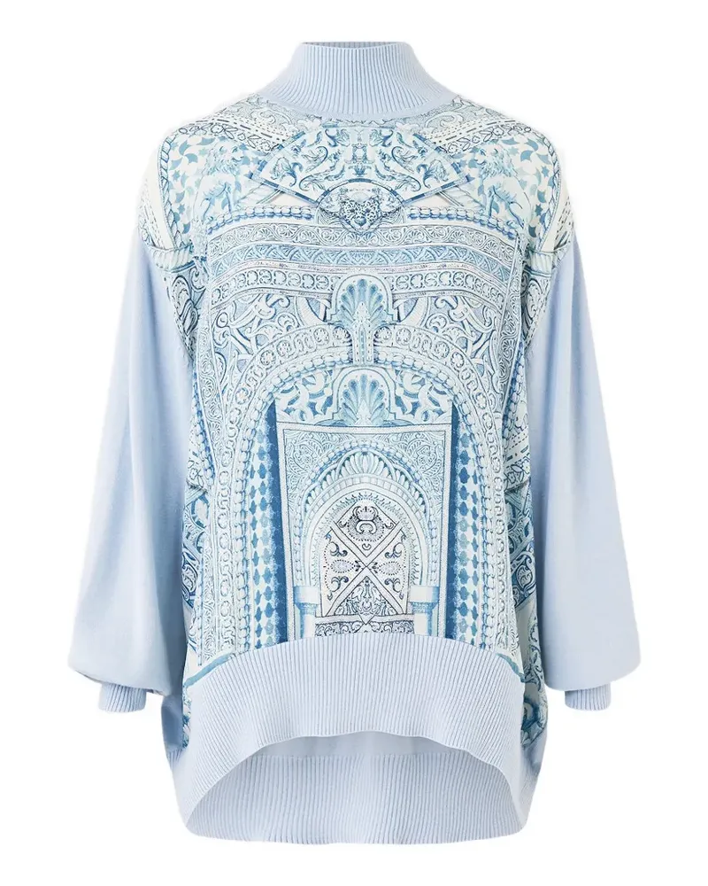 Camilla silk front turtle neck knit - Blau Blau