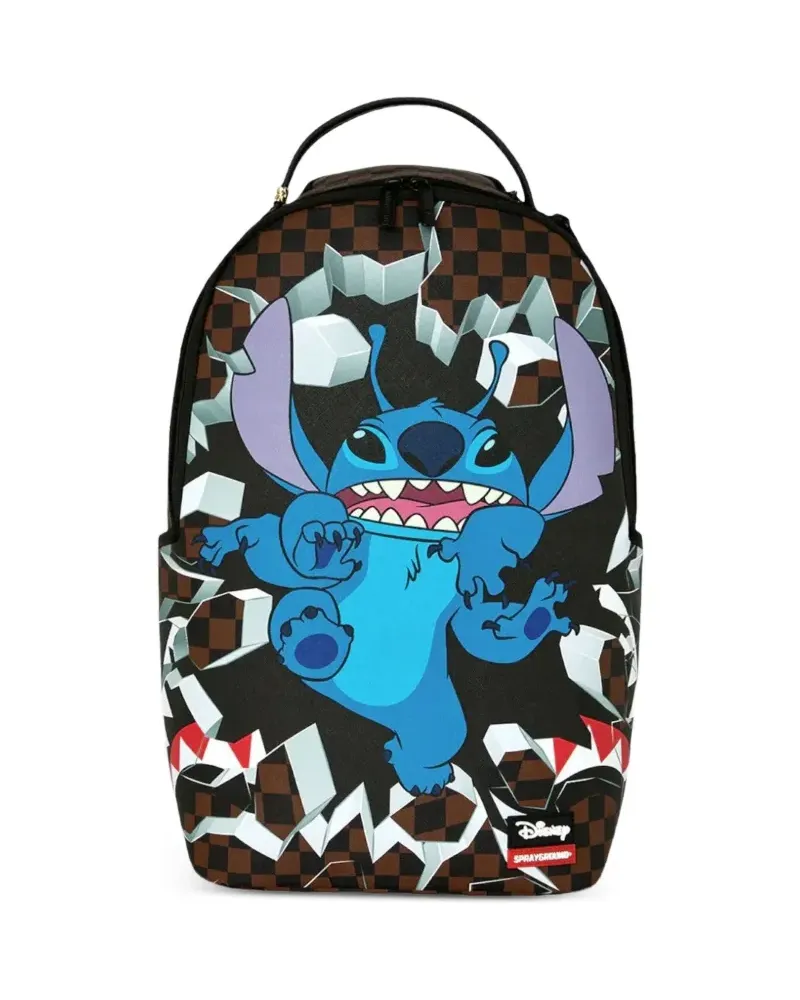 Sprayground x Disney Stitch Breakout Rucksack mit Karomuster - Braun Braun