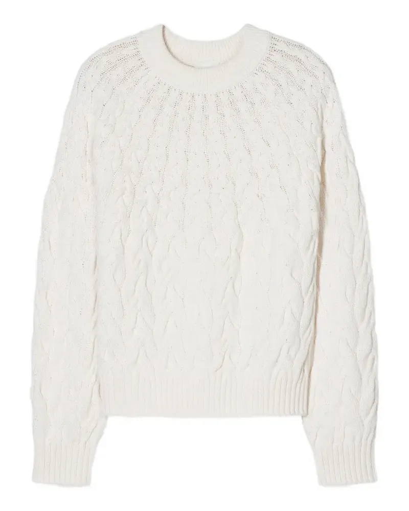 Closed crew-neck cable-knit sweater - Weiß Weiß