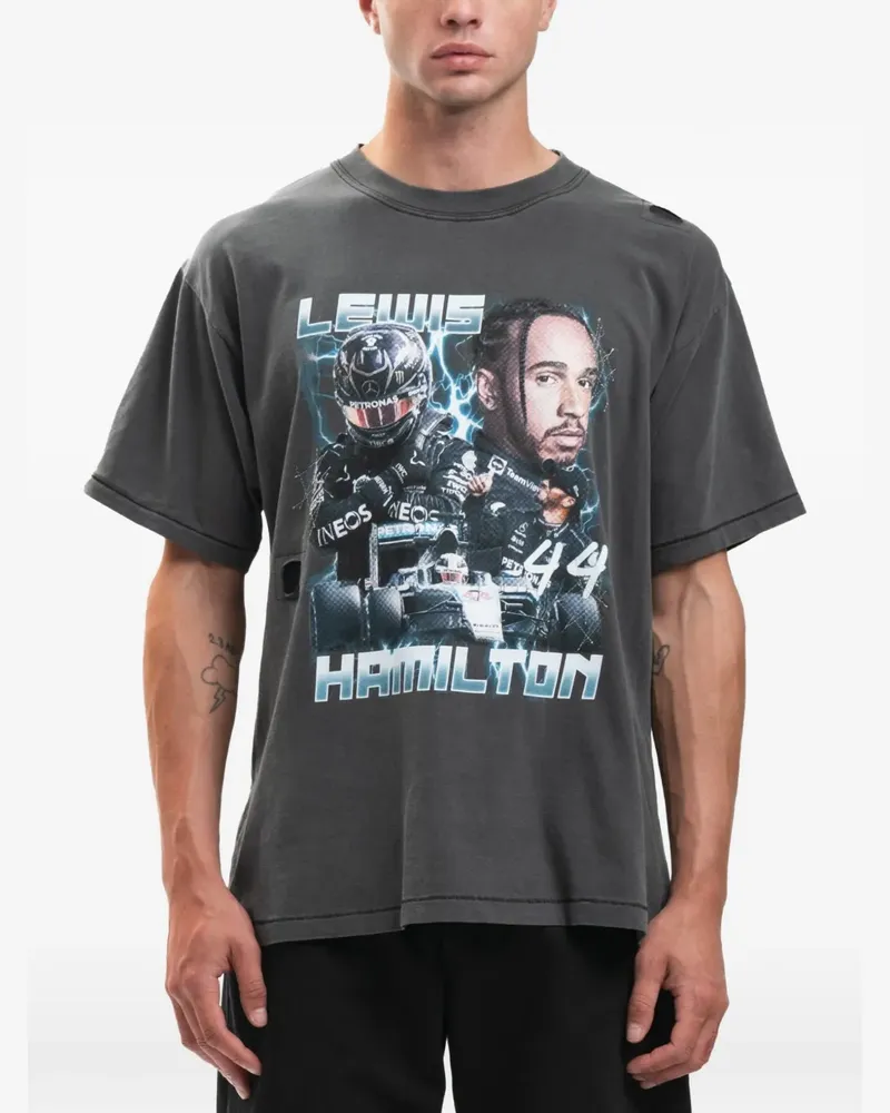 DOMREBEL Lewis T-Shirt mit grafischem Print - Schwarz Schwarz
