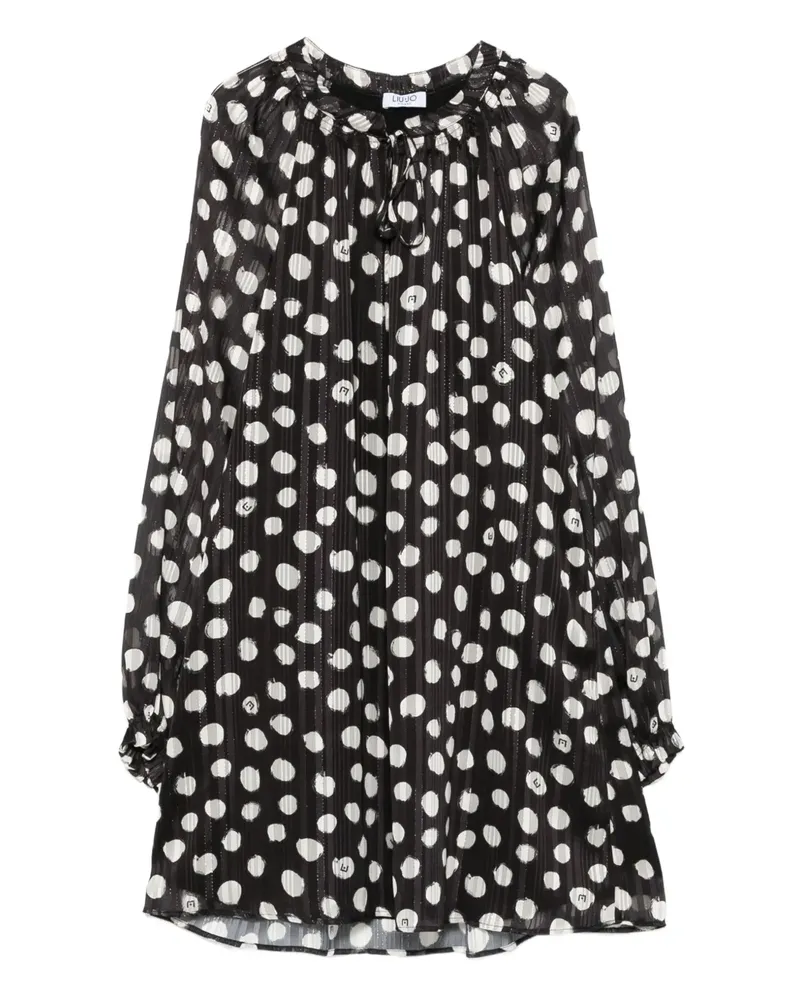Liu Jo Gepunktetes Kleid mit Schleifenkragen - Schwarz Schwarz
