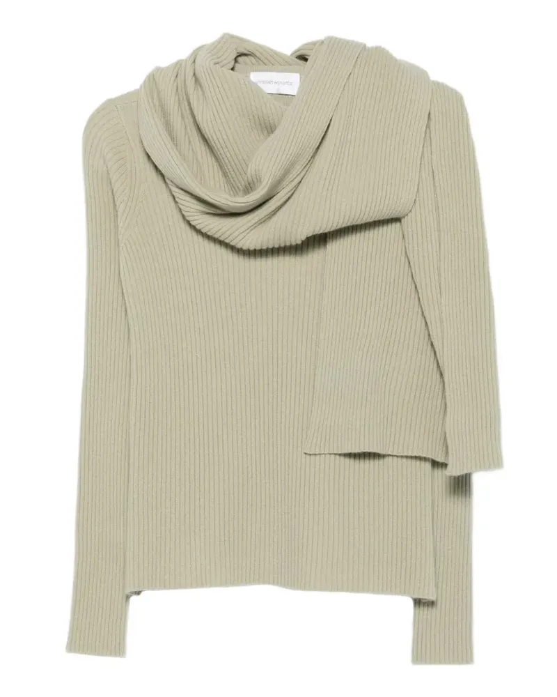 christian wijnants Gerippter Pullover mit Schaldetail - Grün Grün