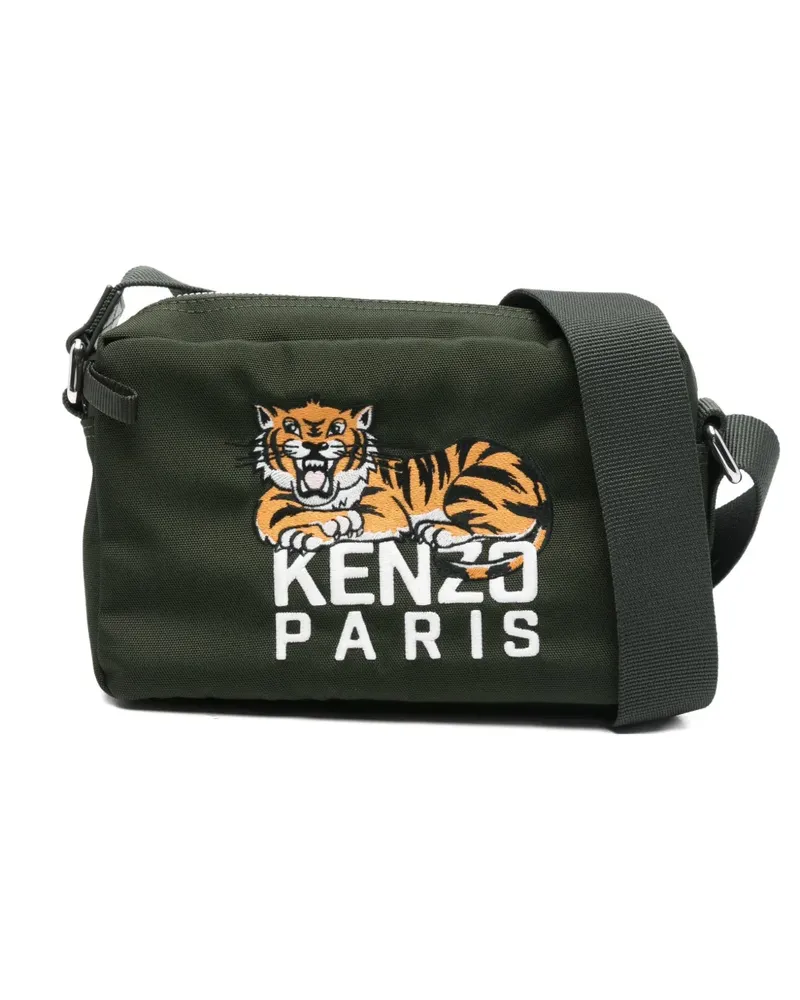 Kenzo tiger-embroidered shoulder bag - Grau Grau