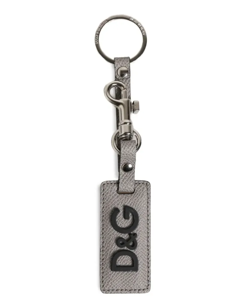 Dolce & Gabbana Schlüsselanhänger mit Logo-Schild - Grau Grau