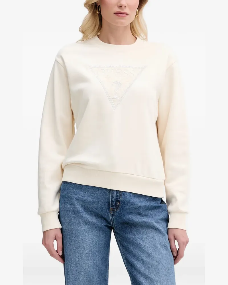 Guess lace-patchwork logo-embellished sweatshirt - Nude Nude