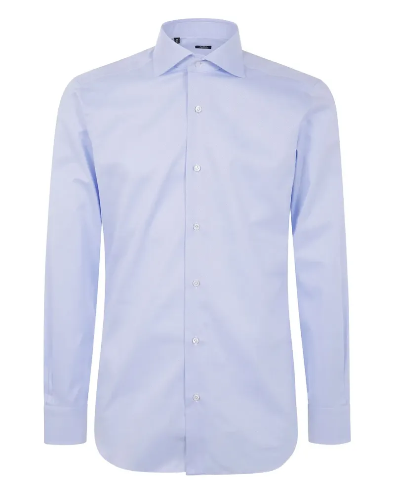 BARBA Button-down-Hemd aus Baumwolle - Blau Blau