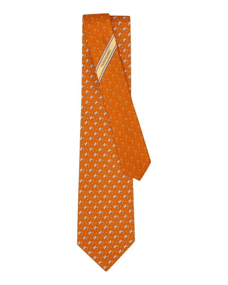 Ferragamo Cupid Seidenkrawatte mit Print - Orange Orange