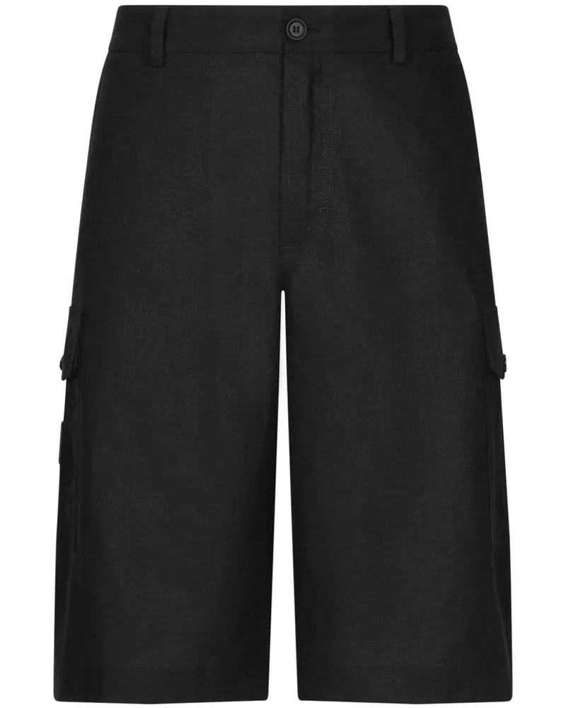 Dolce & Gabbana Gerade Cargo-Shorts aus Leinen - Schwarz Schwarz